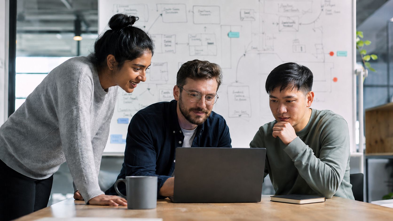 Software engineering team in collaborative review